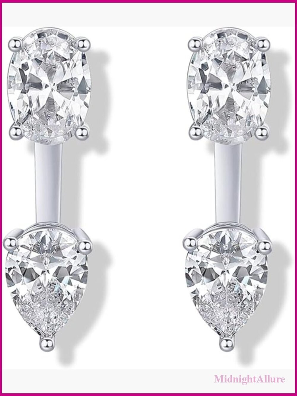 14K Gold Plated Cubic Zirconia Earring Jacket Double Studs Dainty
